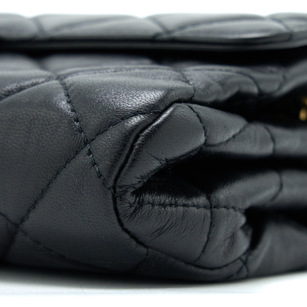 CHANEL CC LOGO FLAP BAG LAMBSKIN BLACK MULTICOLOUR HARDWARE (MICROCHIP)