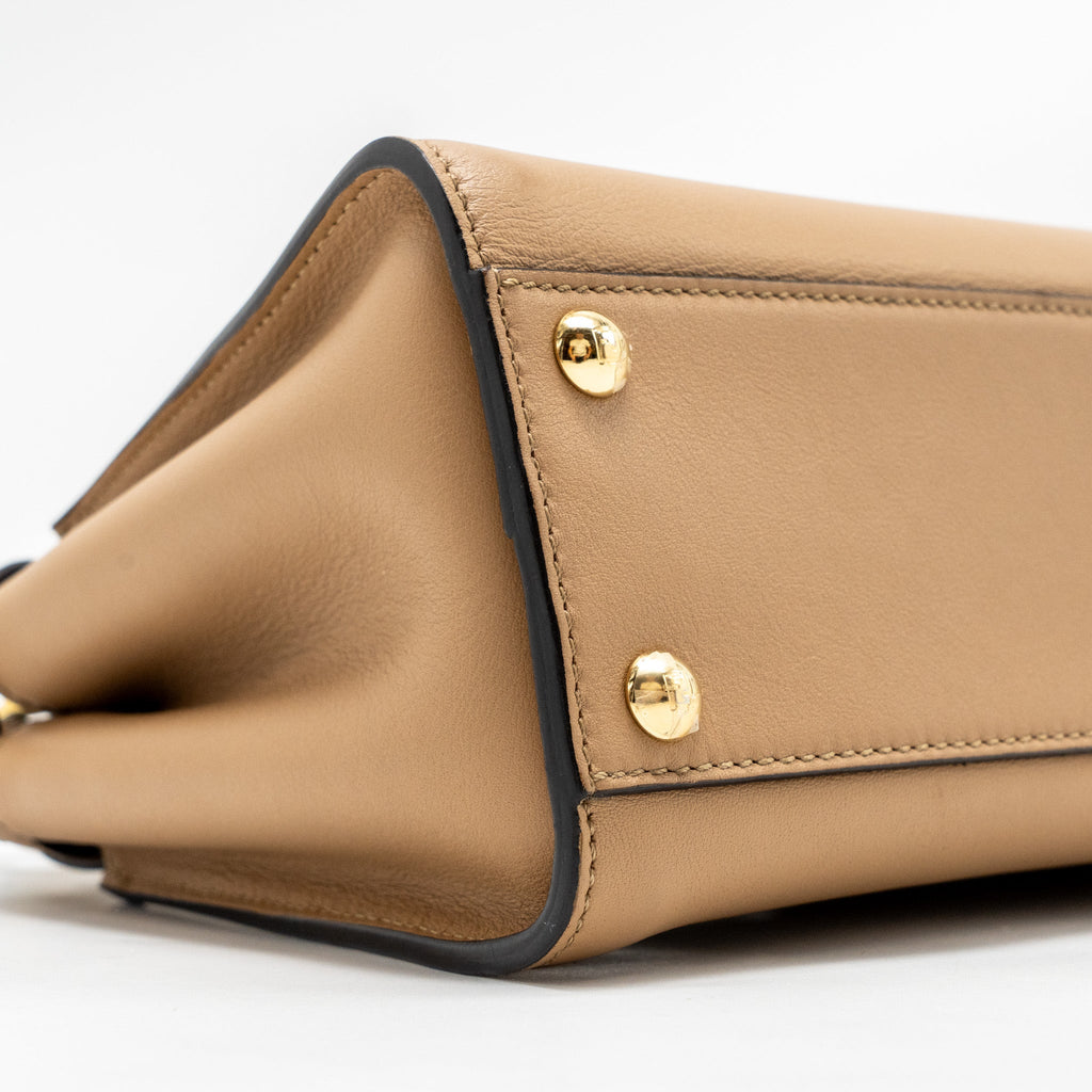 FENDI MINI PEEKABOO CALFSKIN BEIGE GHW