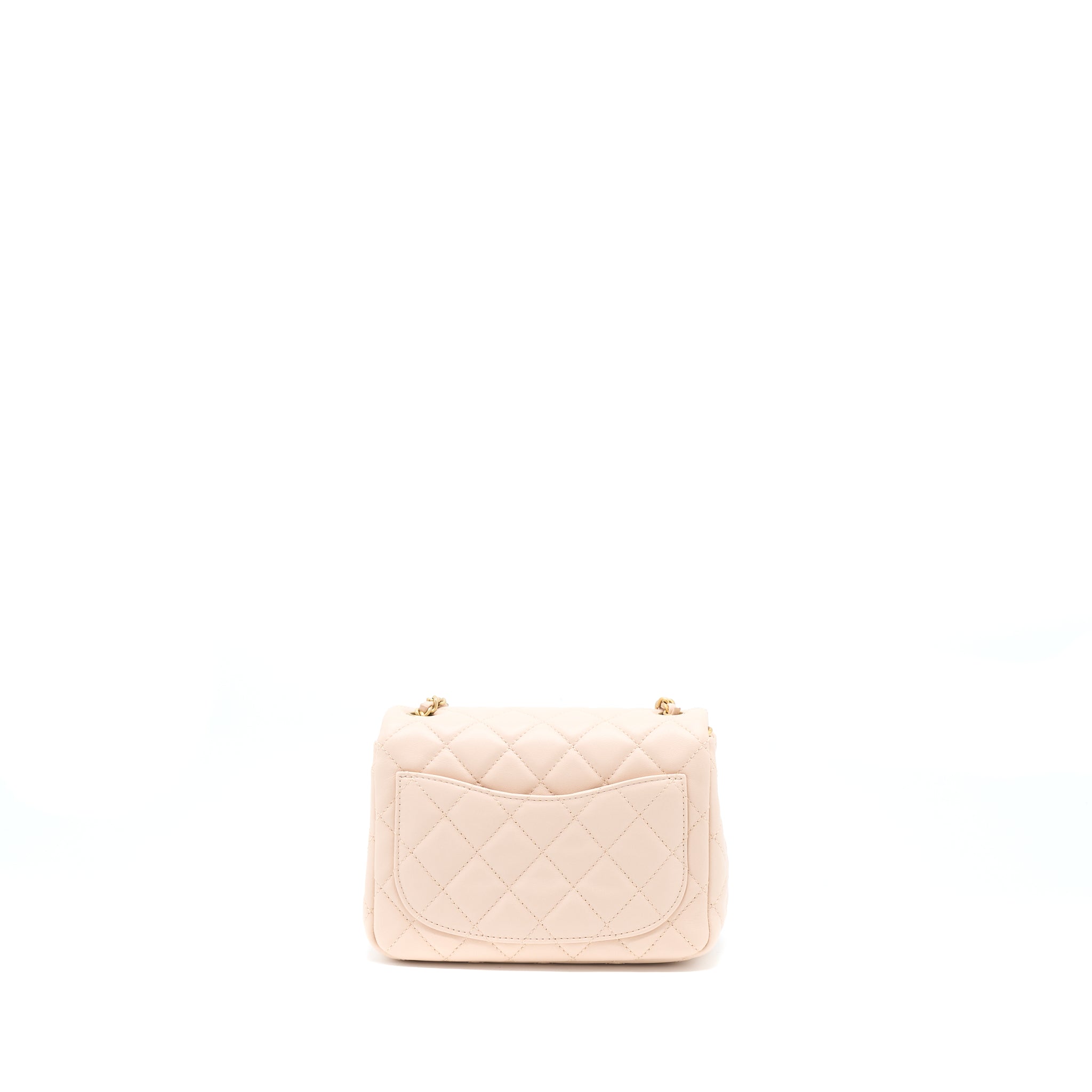 CHANEL 22C PEARL CRUSH MINI SQUARE FLAP BAG LAMBSKIN LIGHT BEIGE GHW