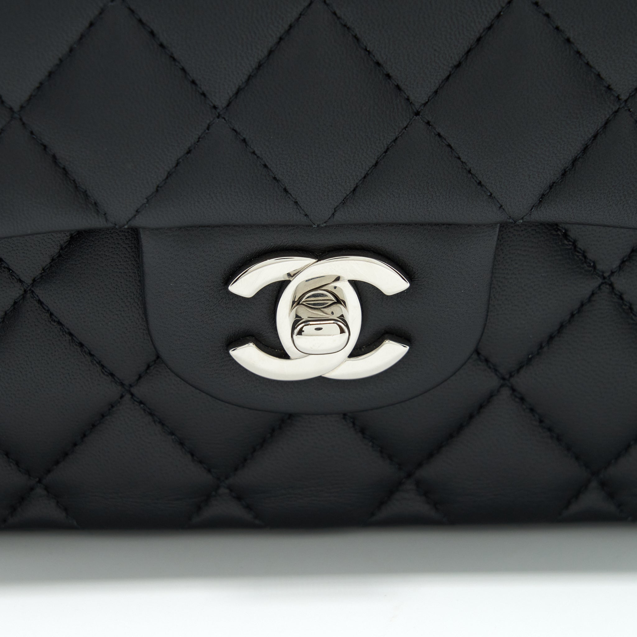 CHANEL SMALL CLASSIC DOUBLE FLAP BAG LAMBSKIN BLACK SHW