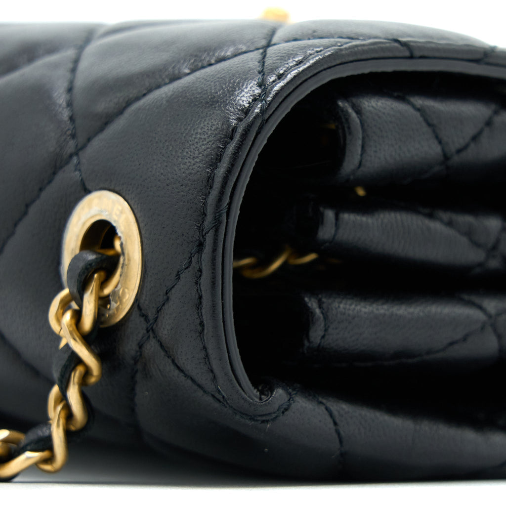 CHANEL CC LOGO FLAP BAG LAMBSKIN BLACK MULTICOLOUR HARDWARE (MICROCHIP)