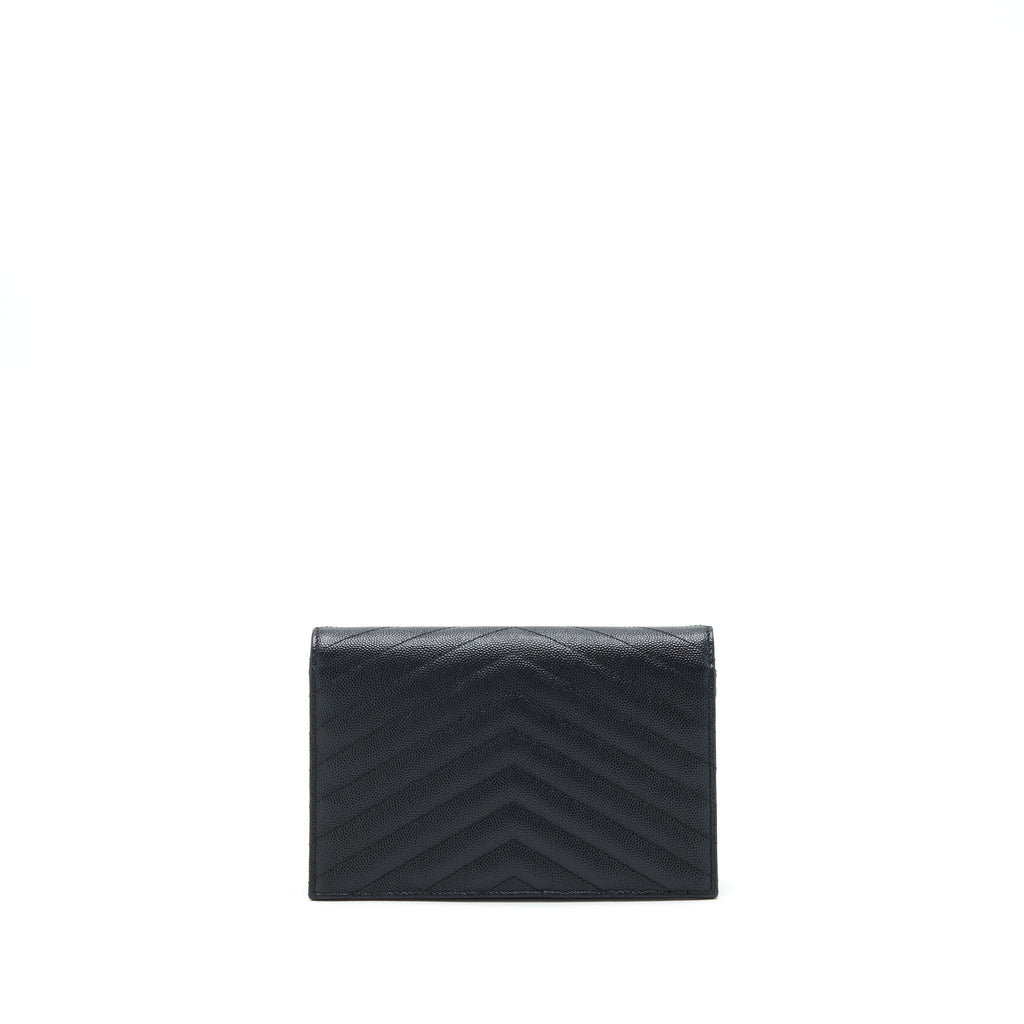 SAINT LAURENT/YSL ENVELOP CHAIN WALLET CAVIAR BLACK GHW