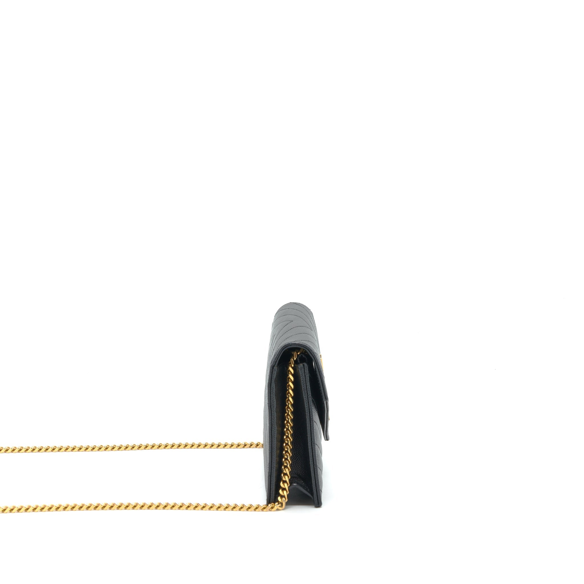 SAINT LAURENT/YSL ENVELOP CHAIN WALLET CAVIAR BLACK GHW