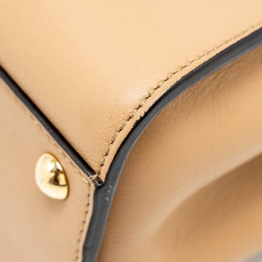 FENDI MINI PEEKABOO CALFSKIN BEIGE GHW