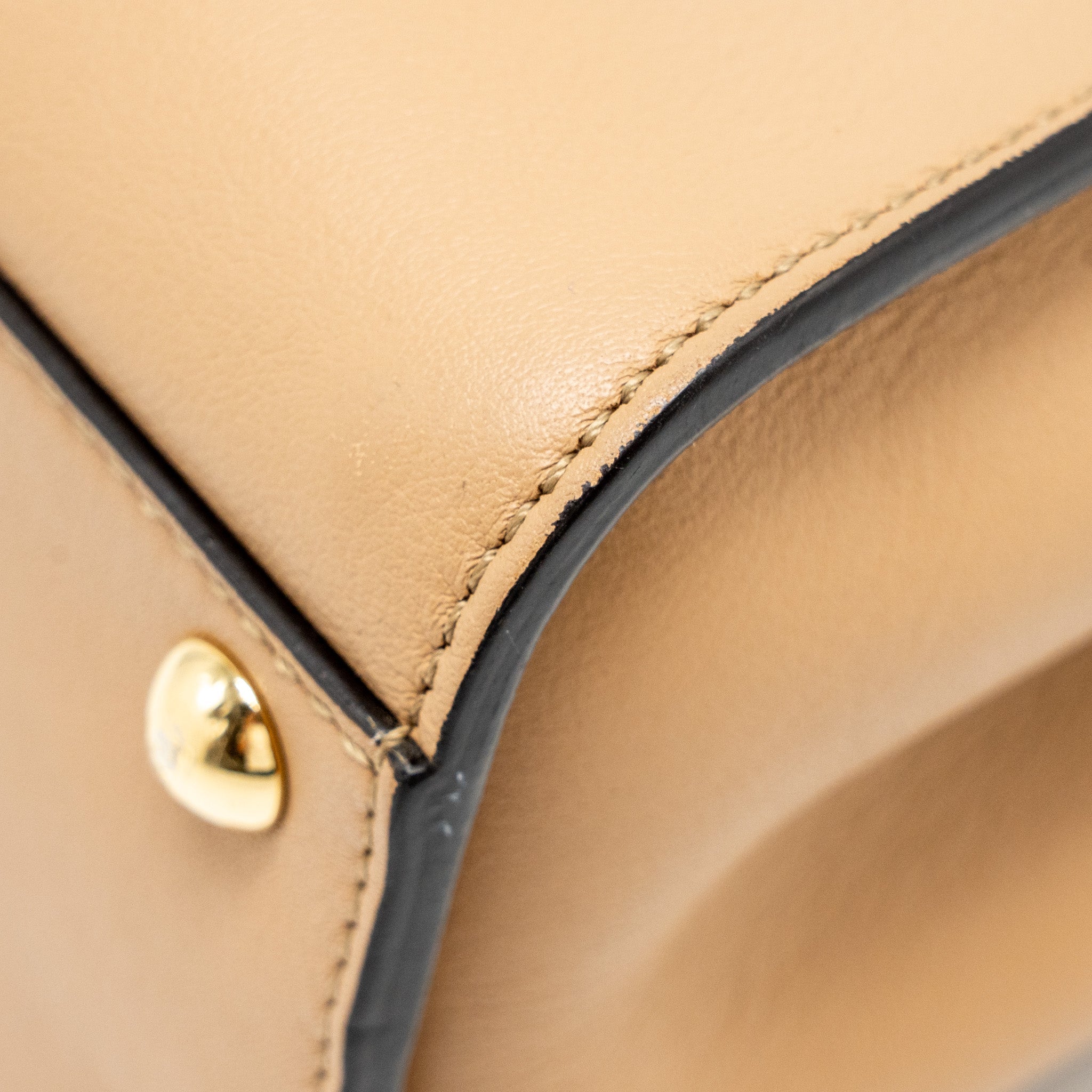 FENDI MINI PEEKABOO CALFSKIN BEIGE GHW