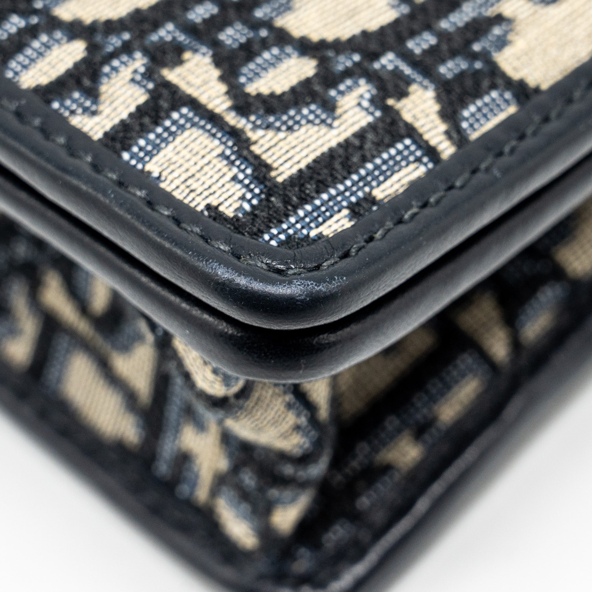 DIOR 30 MONTAIGNE NANO POUCH WITH CHAIN BLUE OBLIQUE JACQUARD GHW