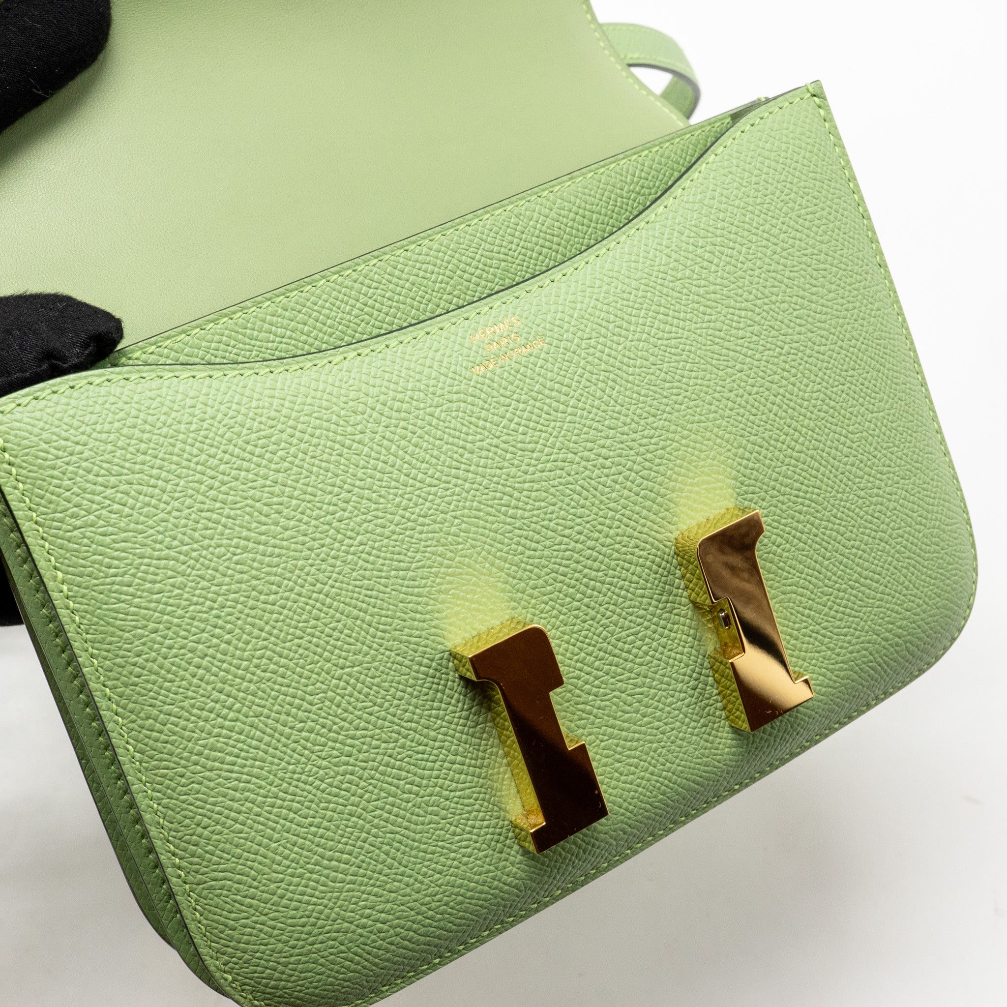 HERMES MINI CONSTANCE EPSOM VERT CRIQUET GHW