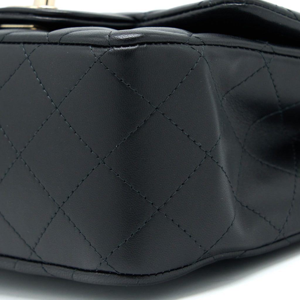 CHANEL CLASSIC MINI SQUARE FLAP BAG LAMBSKIN BLACK GHW
