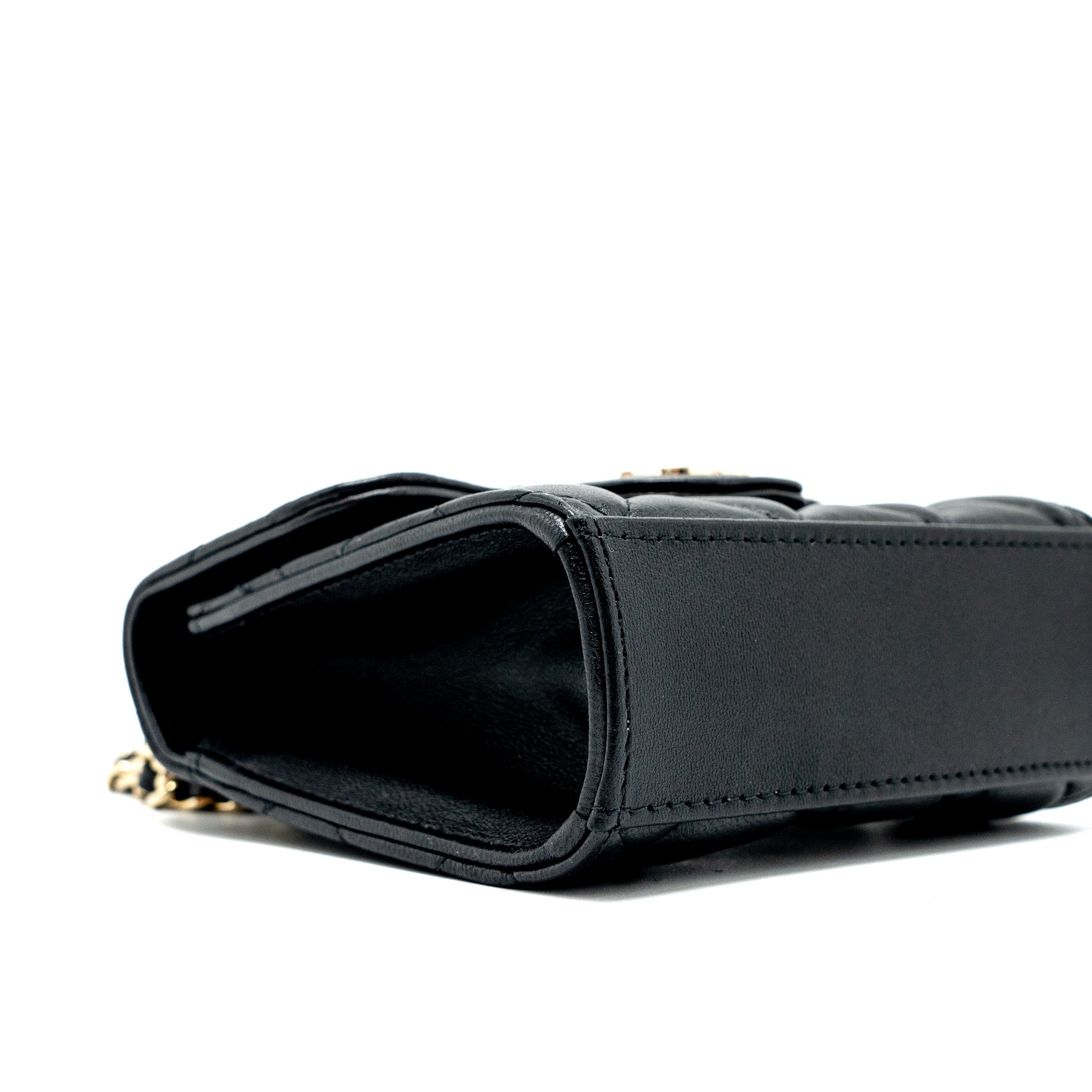CHANEL TOP HANDLE MINI FLAP BAG LAMBSKIN BLACK LGHW (MICROCHIP)