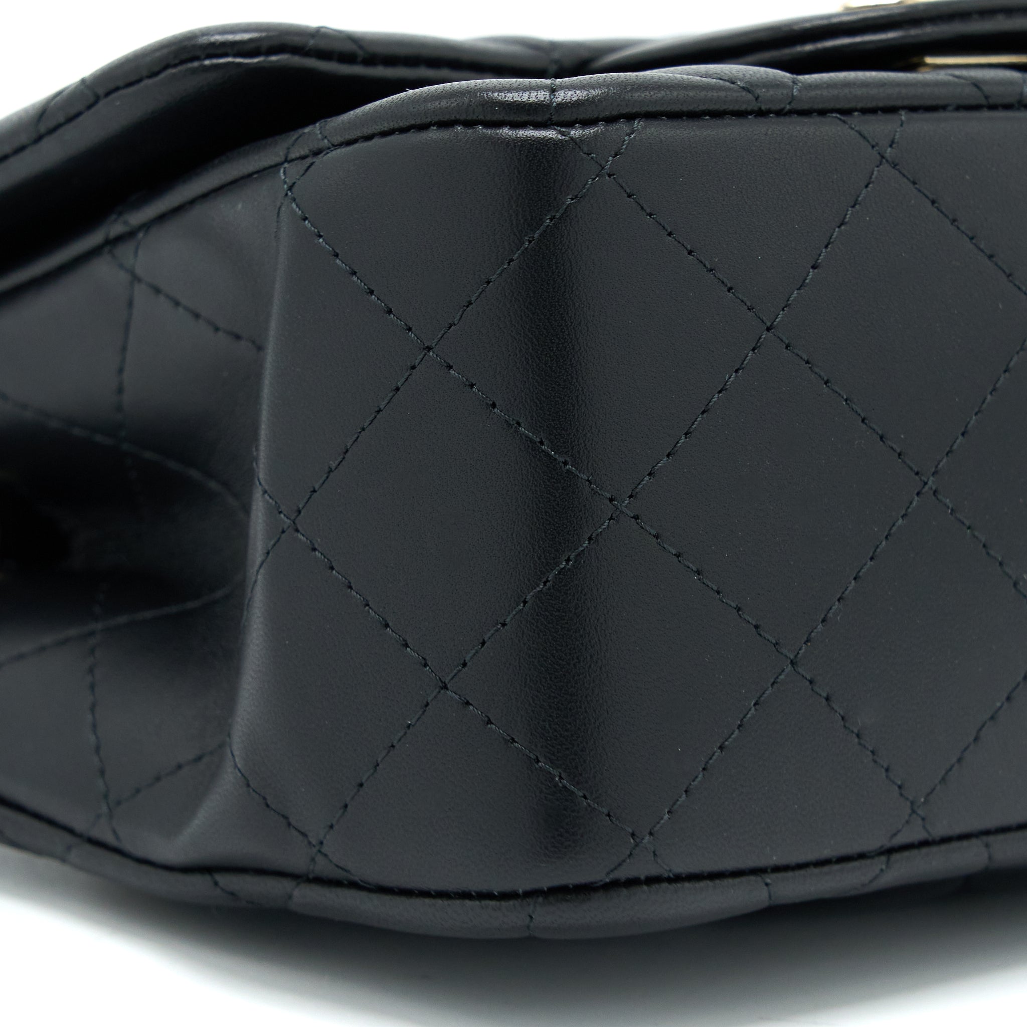 CHANEL CLASSIC MINI SQUARE FLAP BAG LAMBSKIN BLACK GHW
