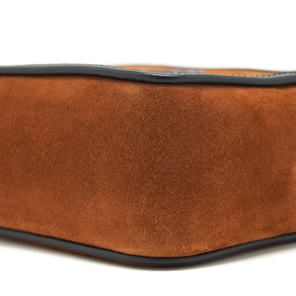 FENDI CAMERA CROSSBODY BAG SUEDE LEATHER BROWN/ BLACK GHW