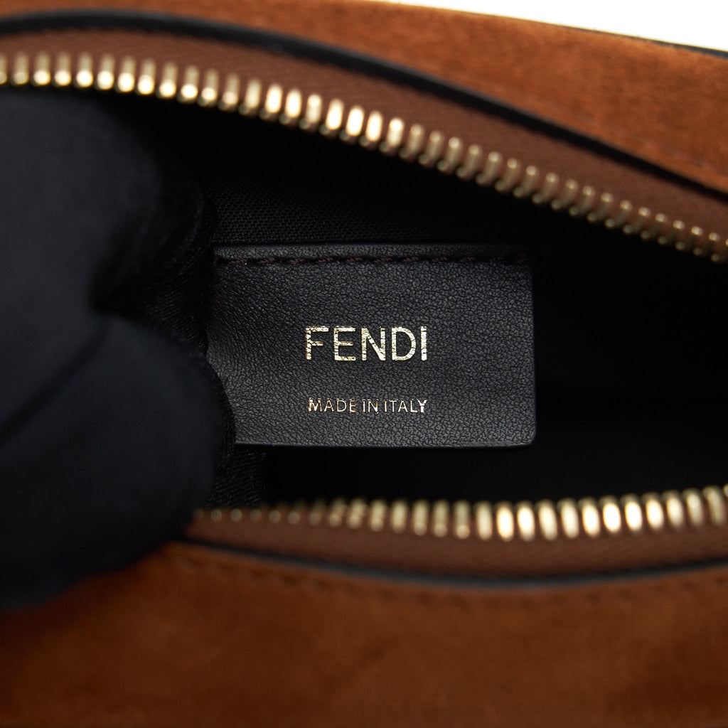 FENDI CAMERA CROSSBODY BAG SUEDE LEATHER BROWN/ BLACK GHW