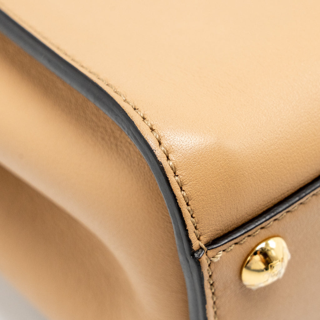 FENDI MINI PEEKABOO CALFSKIN BEIGE GHW