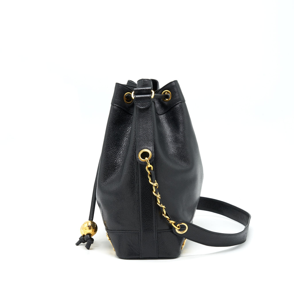 CHANEL VINTAGE BUCKET BAG CAVIAR BLACK GHW