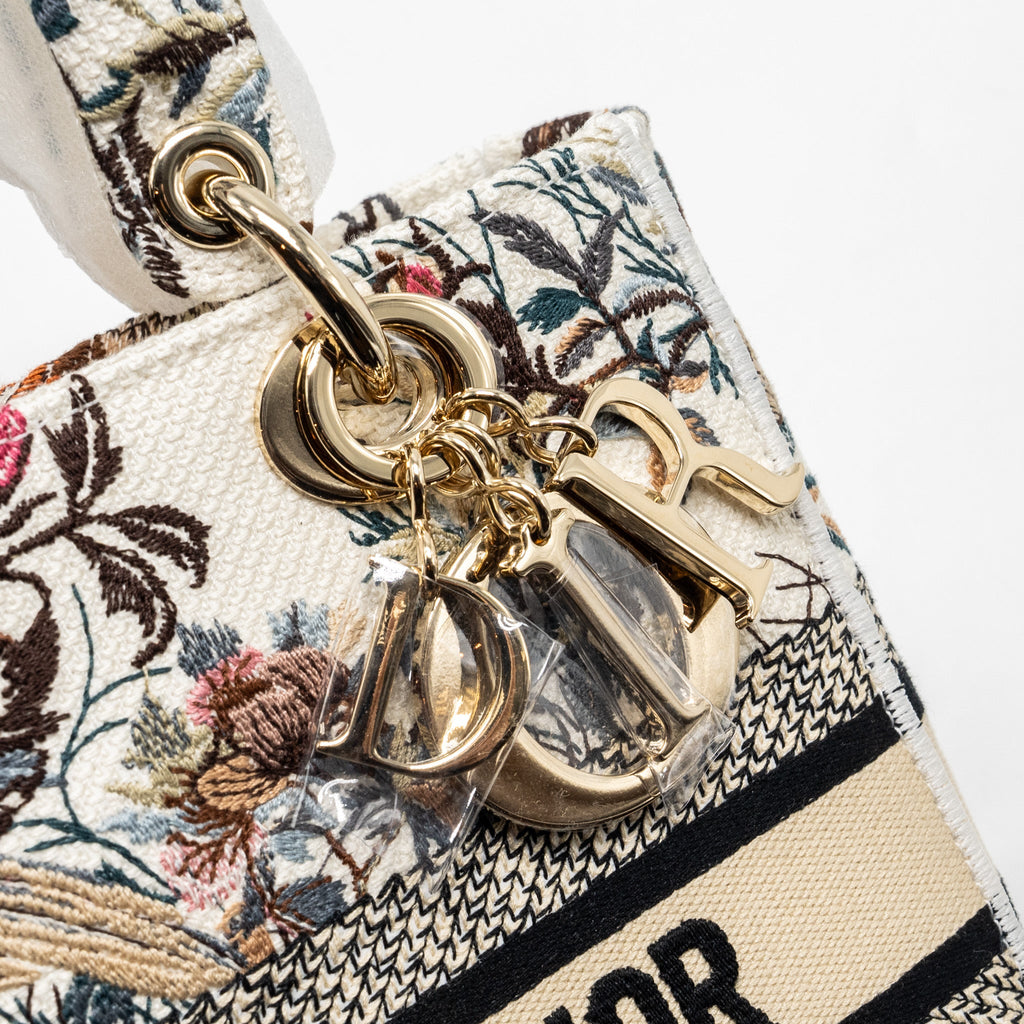 DIOR MEDIUM LADY D-LITE BAG EMBROIDERY WHITE/MULTICOLOR LGHW