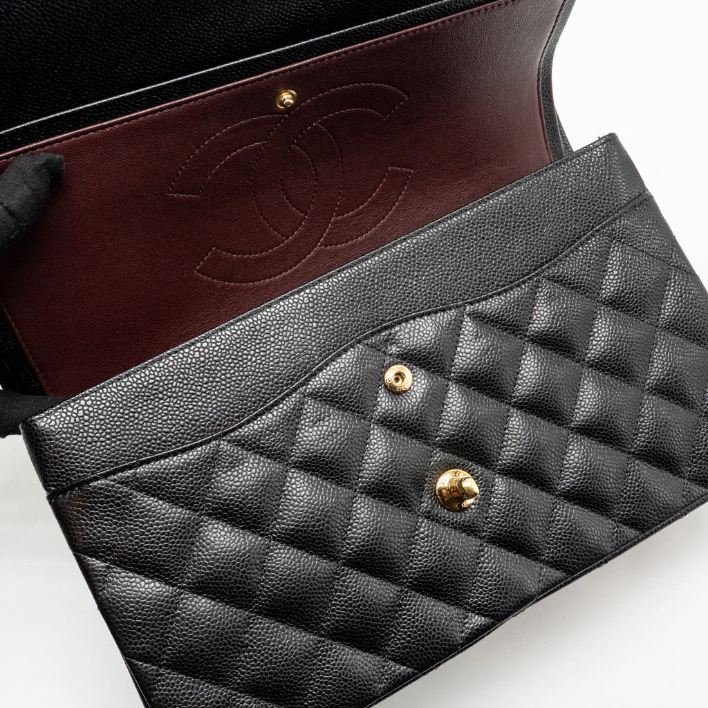CHANEL JUMBO CLASSIC DOUBLE FLAP BAG CAVIAR BLACK GHW