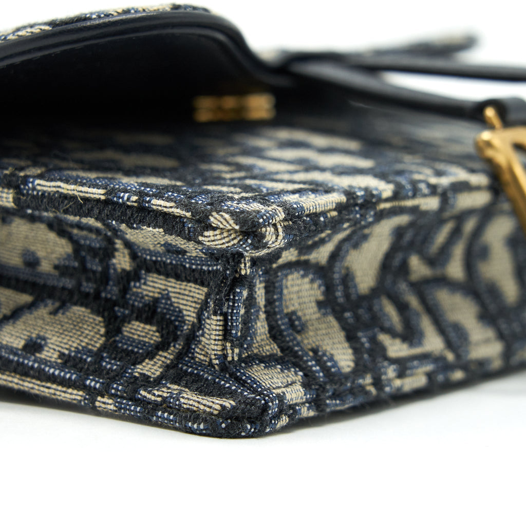 DIOR SADDLE BELT POUCH BLUE OBLIQUE JACQUARD