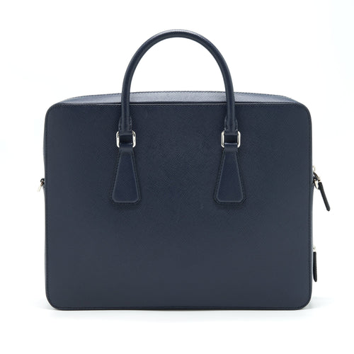 PRADA SAFFIANO BRIEFCASE NAVY SHW