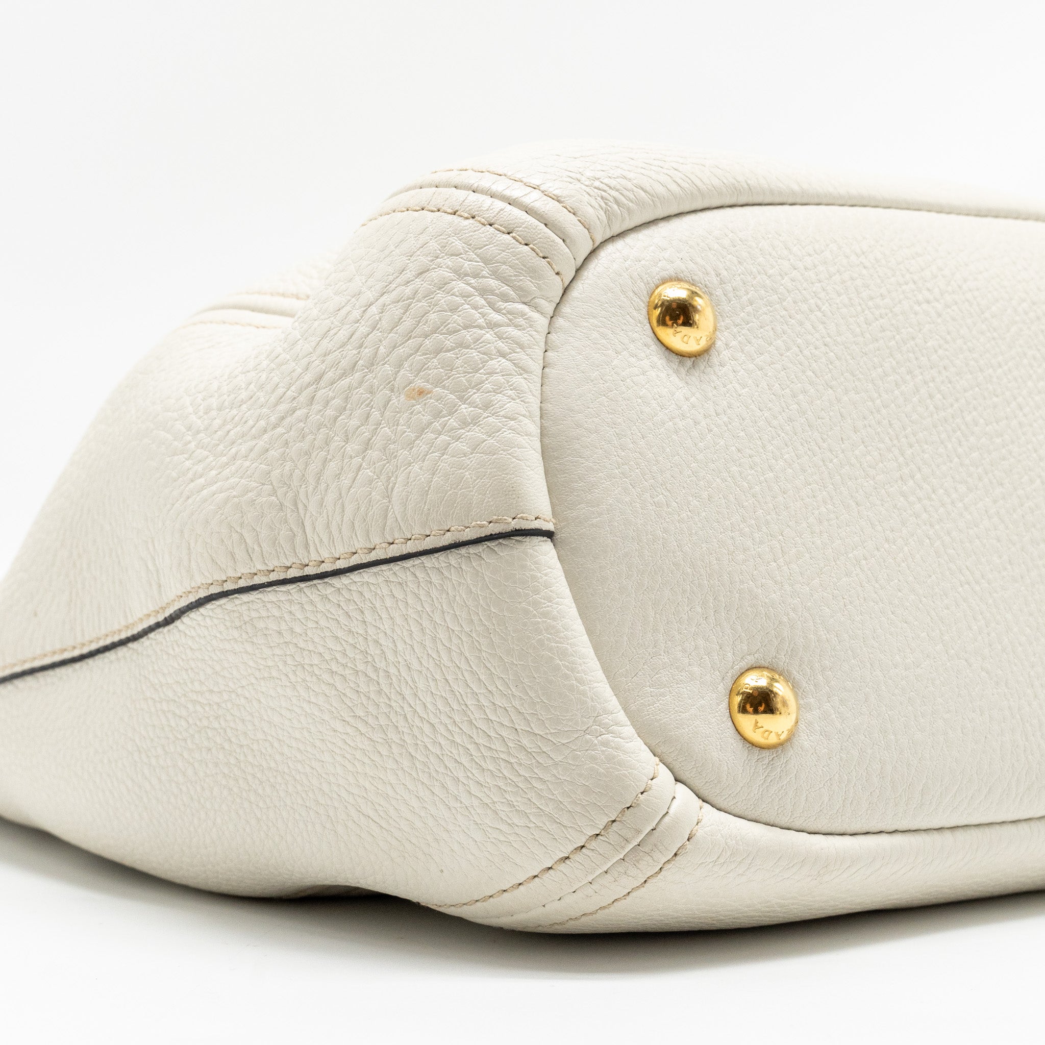 PRADA VITELLO DAINO BAG LEATHER WHITE GHW