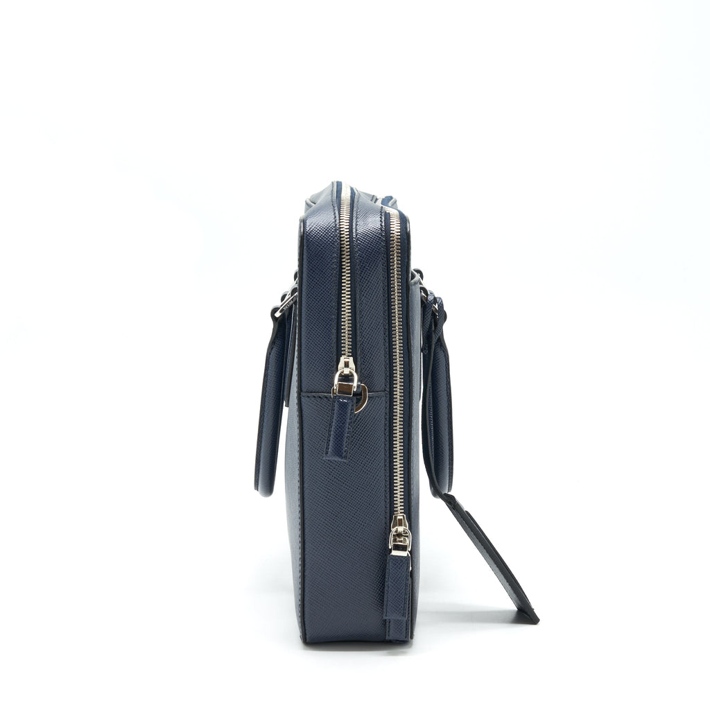 PRADA SAFFIANO BRIEFCASE NAVY SHW