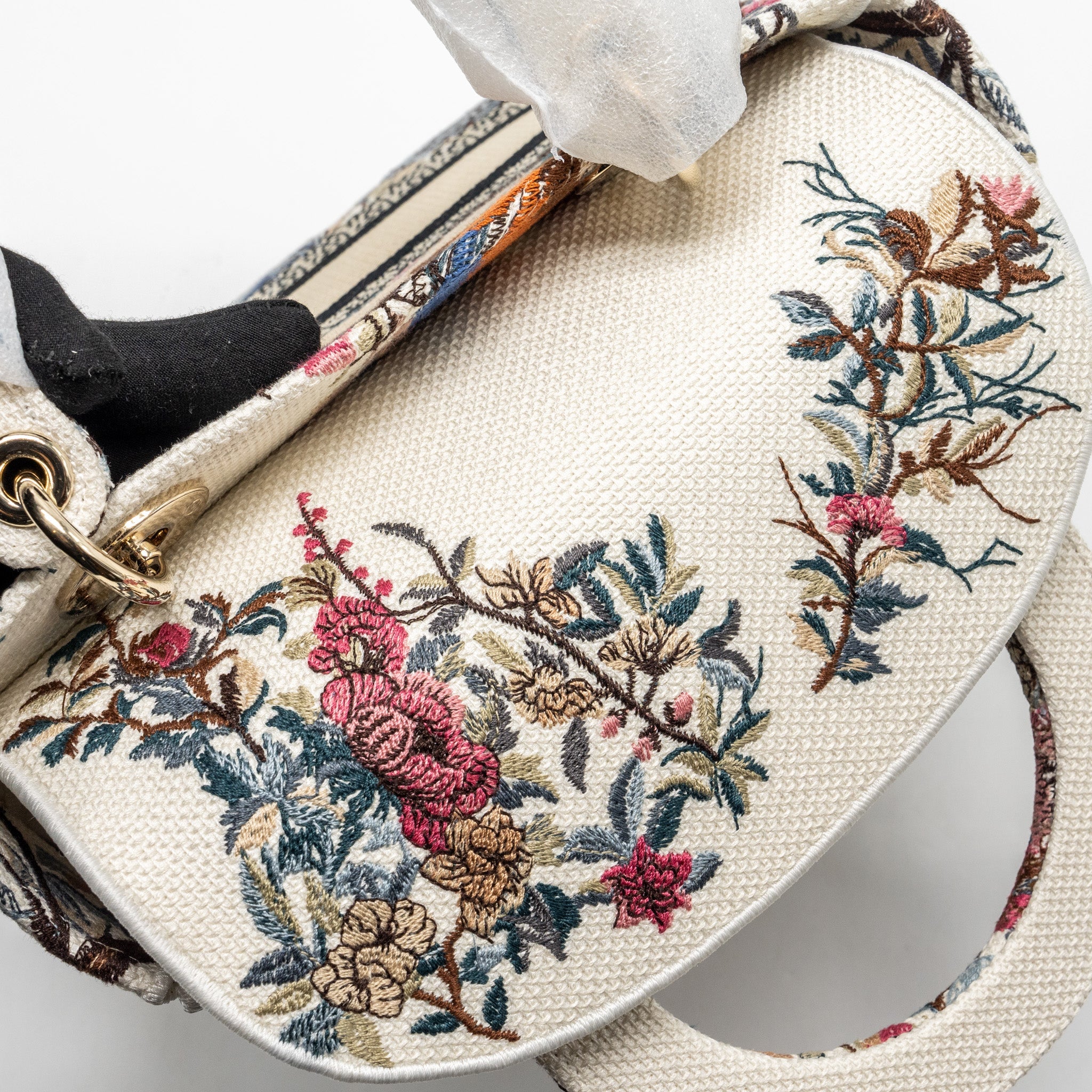 DIOR MEDIUM LADY D-LITE BAG EMBROIDERY WHITE/MULTICOLOR LGHW