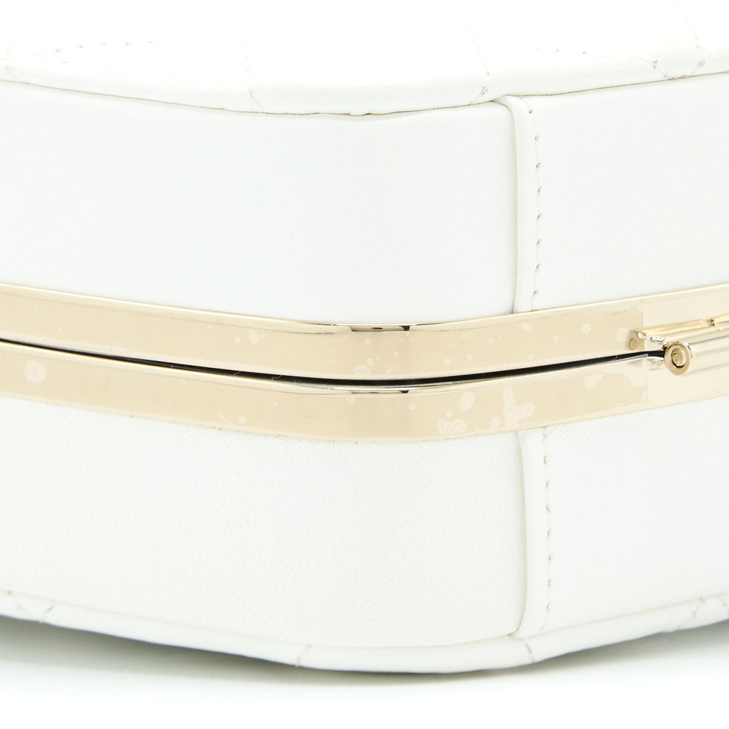 CHANEL QUILTED CLUTCH BAG LAMBSKIN WHITE LGHW
