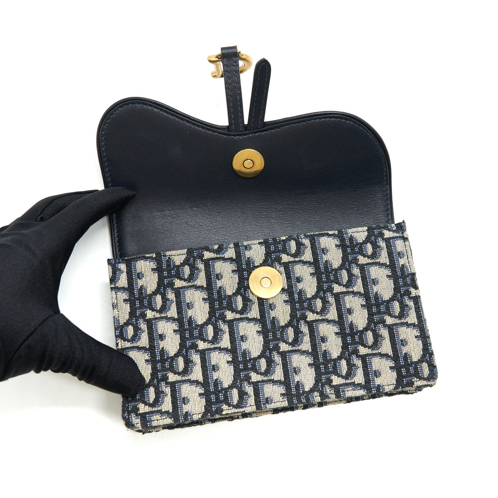 DIOR SADDLE BELT POUCH BLUE OBLIQUE JACQUARD