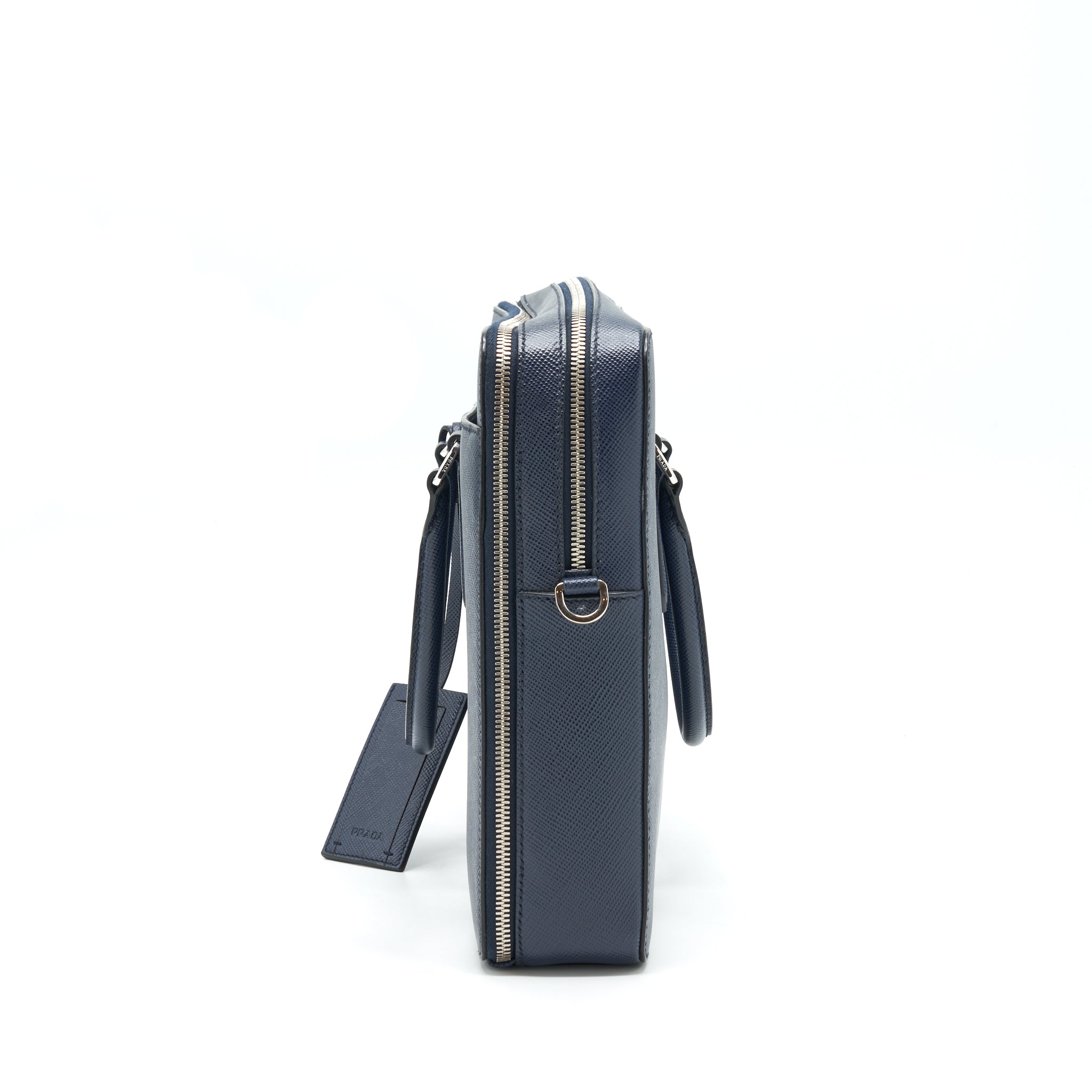 PRADA SAFFIANO BRIEFCASE NAVY SHW