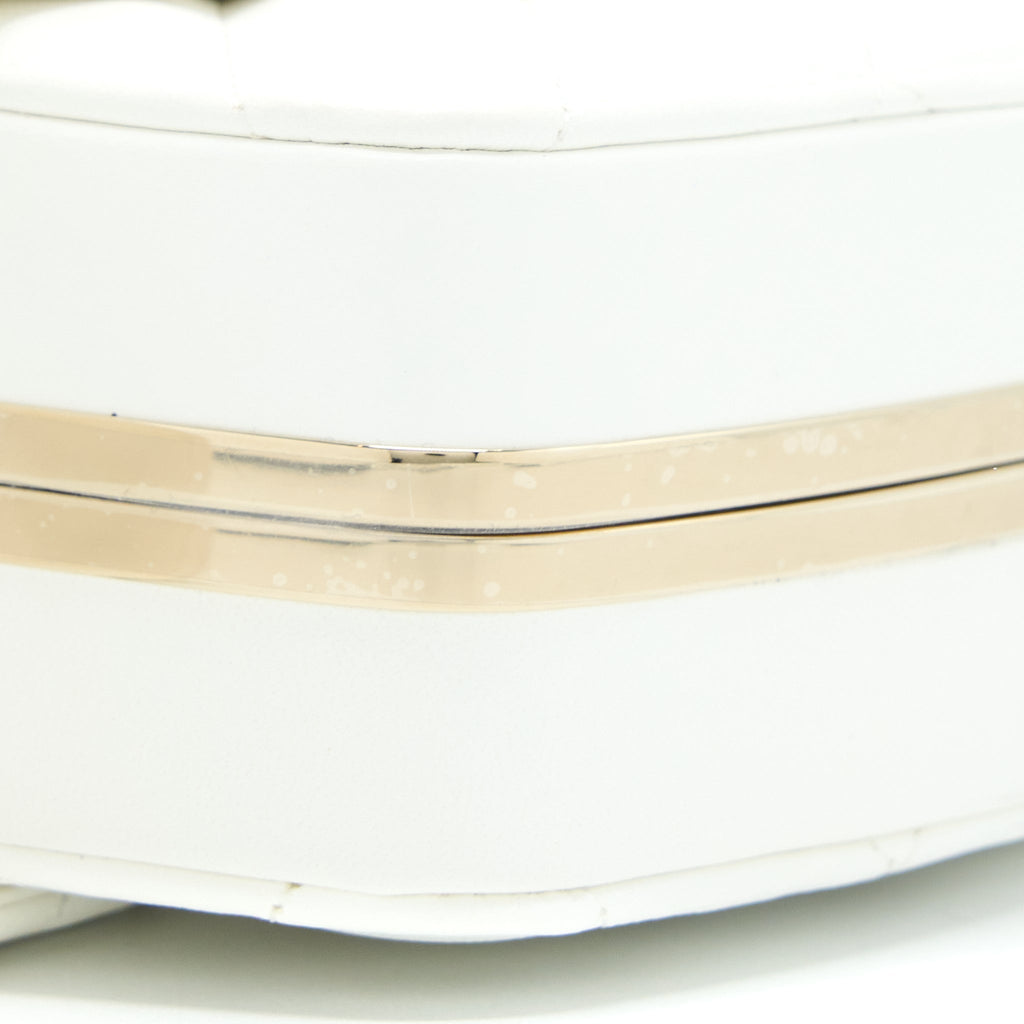 CHANEL QUILTED CLUTCH BAG LAMBSKIN WHITE LGHW