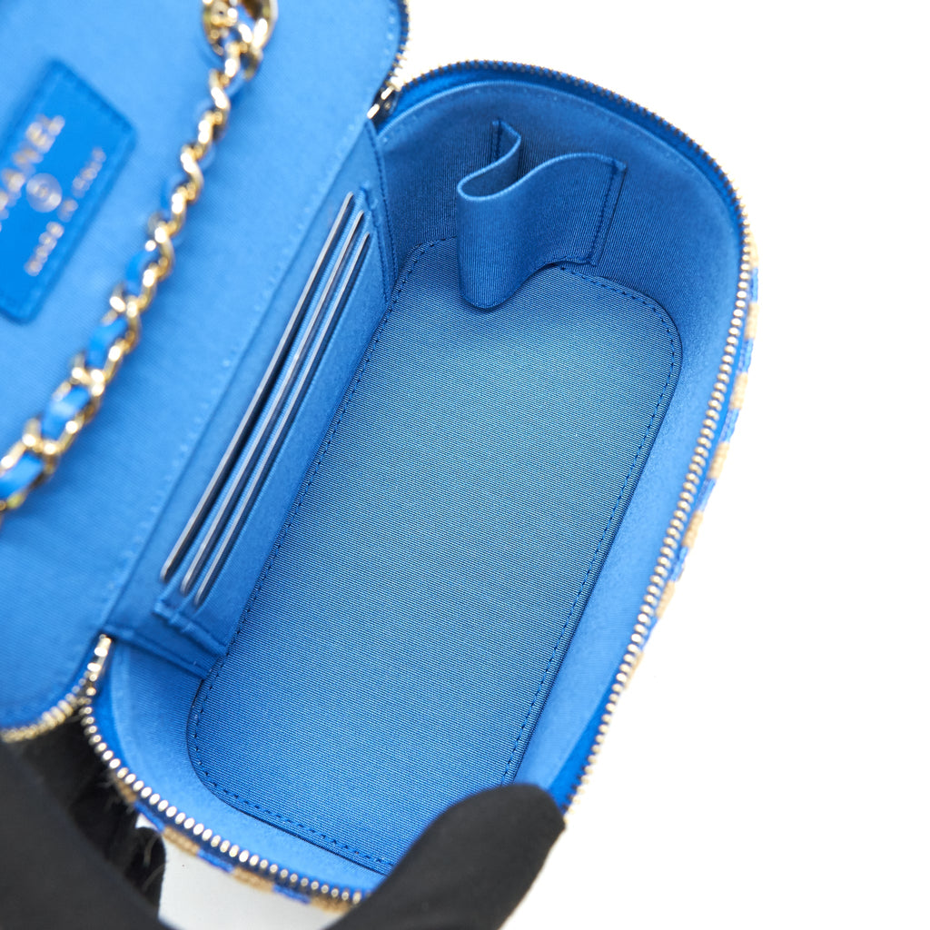 CHANEL VANITY WITH CHAIN BLUE & BEIGE