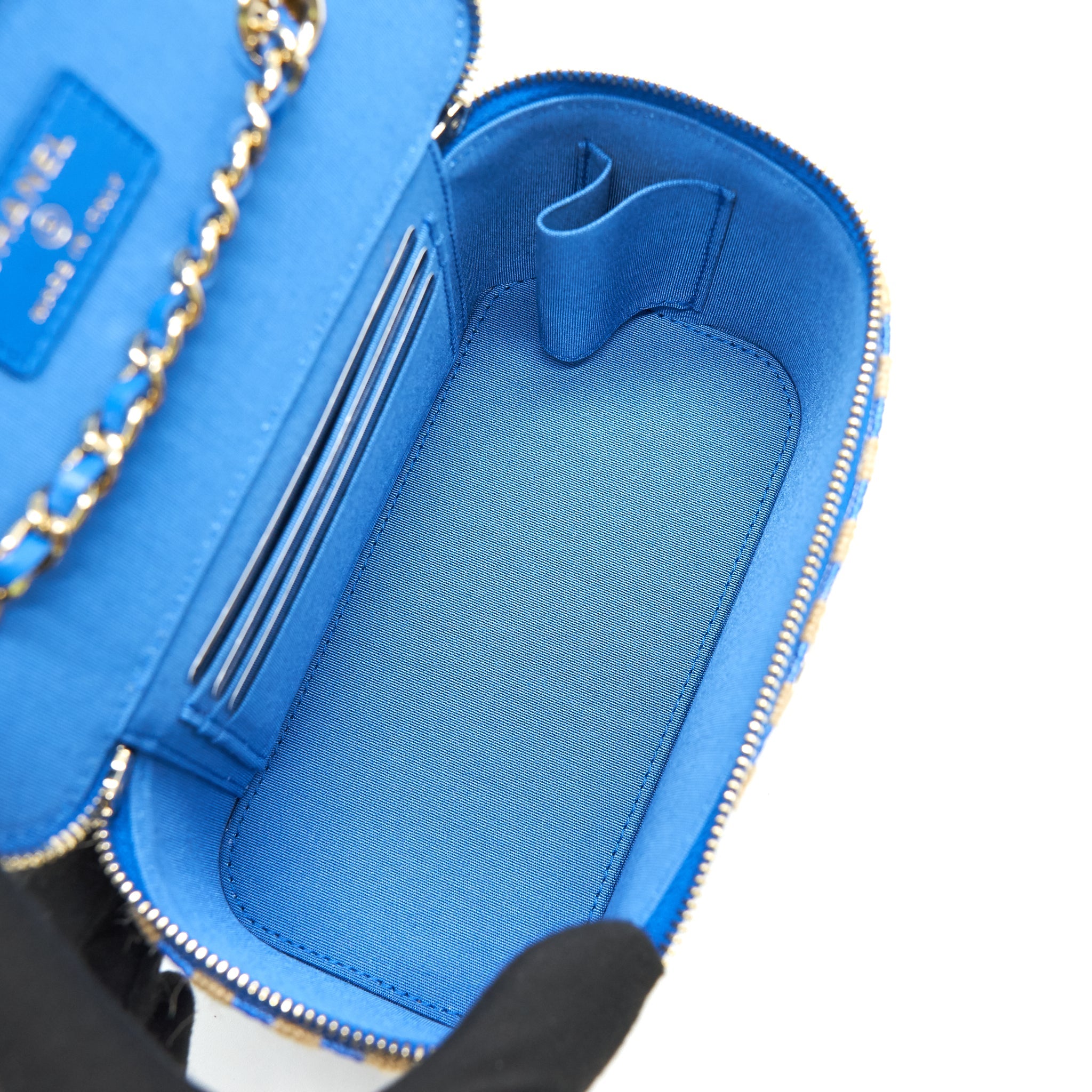 CHANEL VANITY WITH CHAIN BLUE & BEIGE