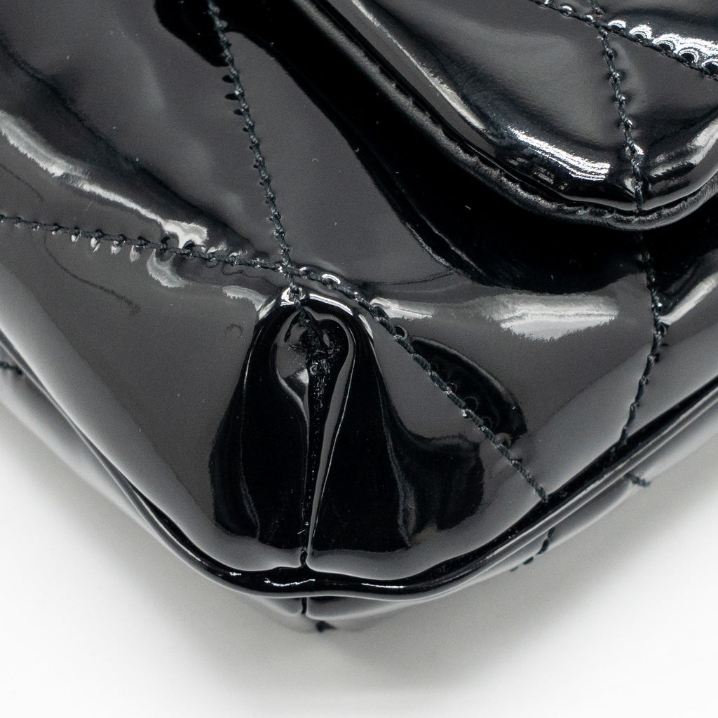 SAINT LAURENT/YSL LE 5 A 7 QUILTED SHOULDER BAG PATENT BLACK GHW