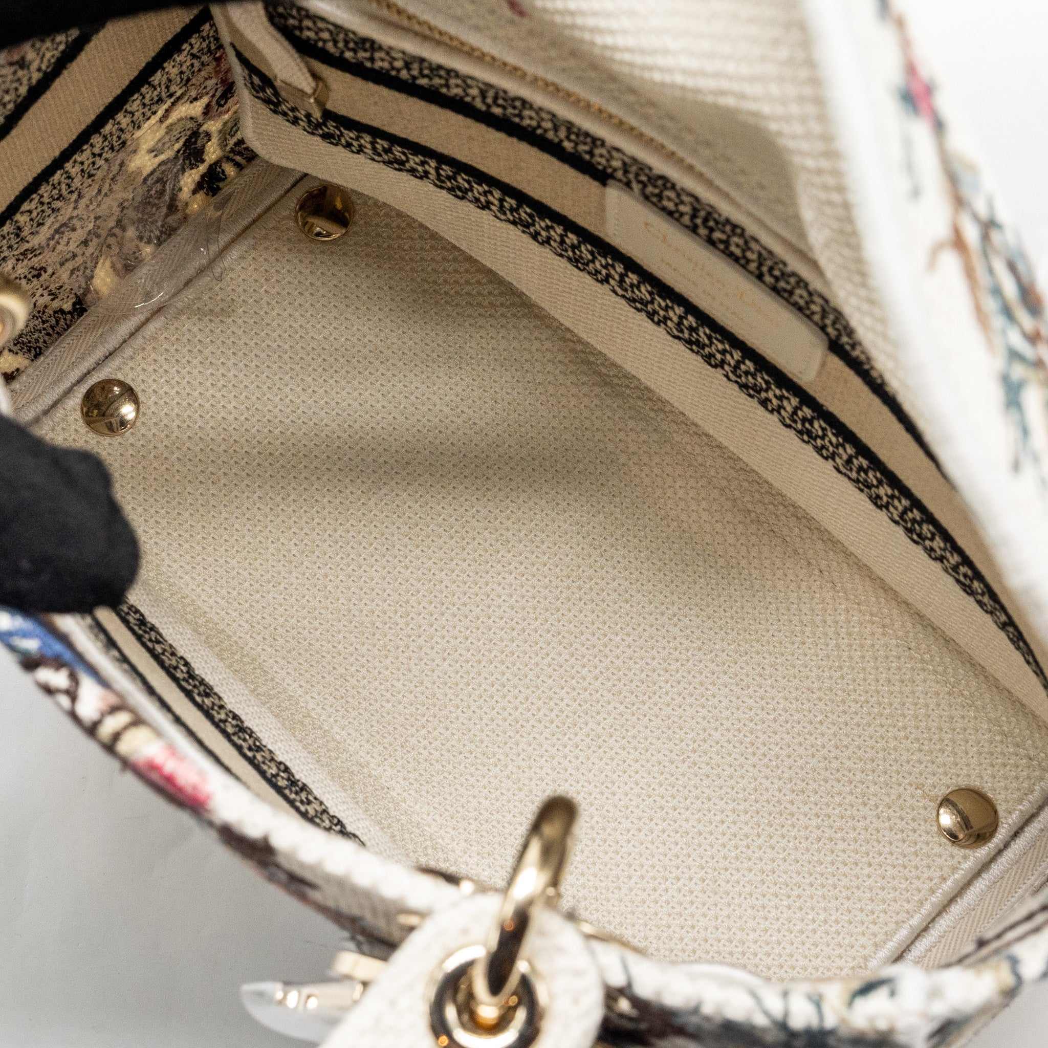 DIOR MEDIUM LADY D-LITE BAG EMBROIDERY WHITE/MULTICOLOR LGHW