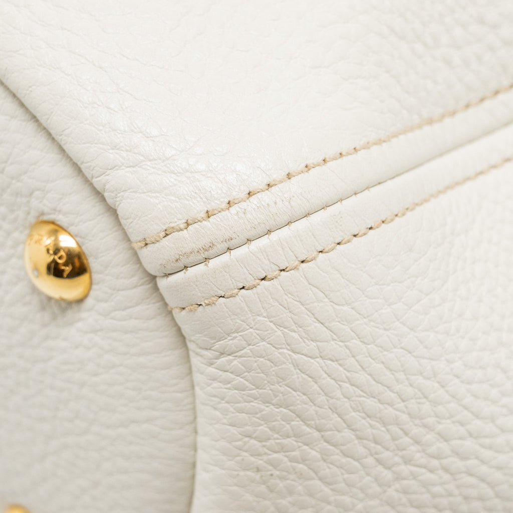 PRADA VITELLO DAINO BAG LEATHER WHITE GHW