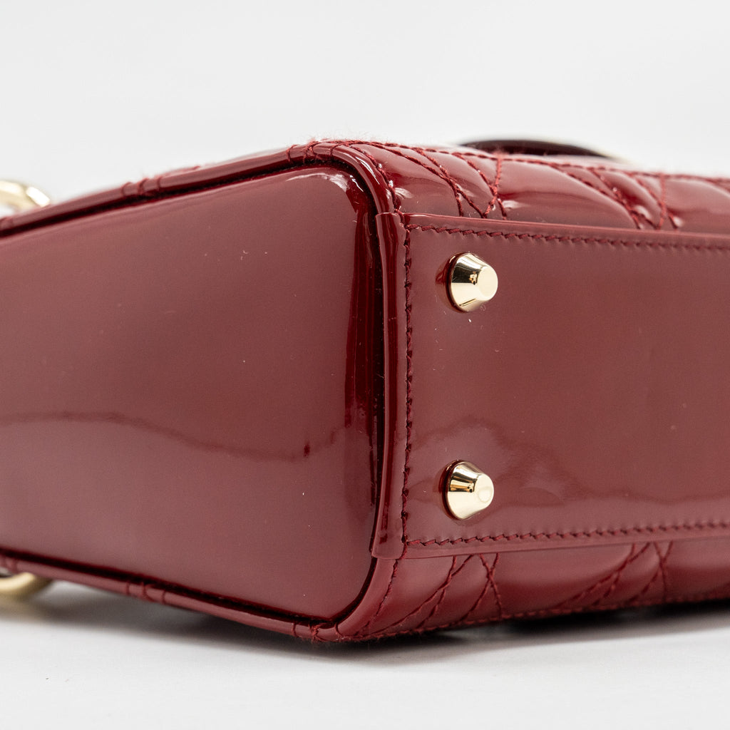 DIOR MINI LADY DIOR PATENT RED LGHW