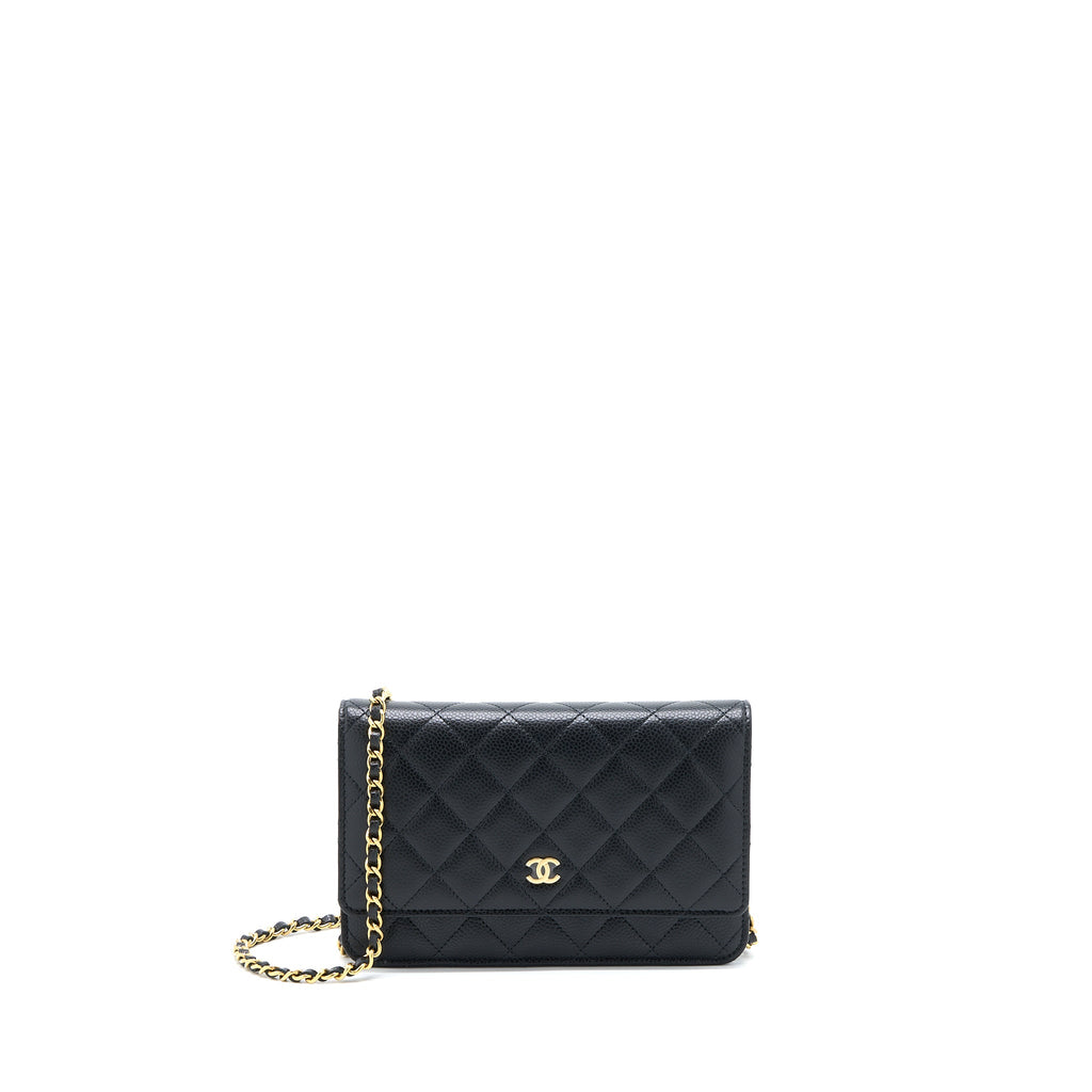 CHANEL CLASSIC WALLET ON CHAIN CAVIAR BLACK GHW (MICROCHIP)