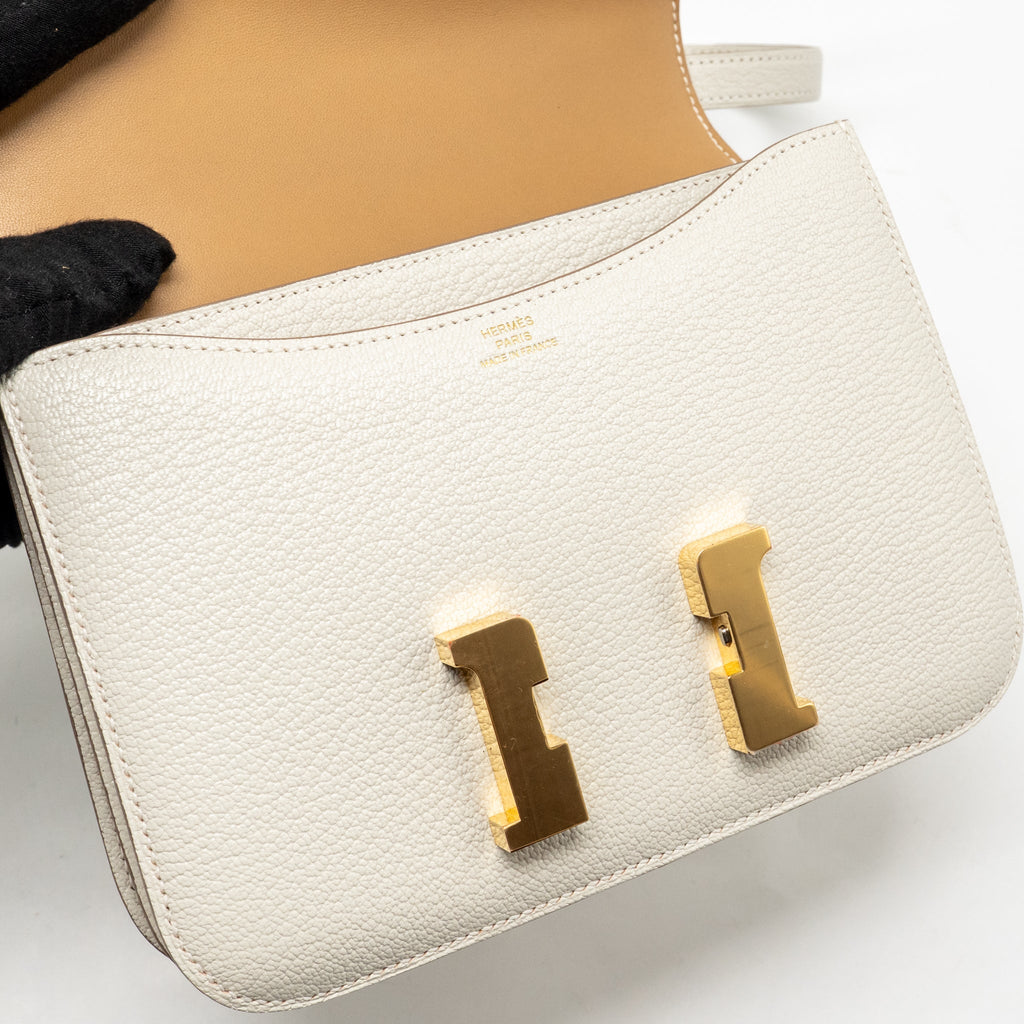 HERMES MINI CONSTANCE CHÈVRE MYSORE MUSHROOM/BISCUIT GHW
