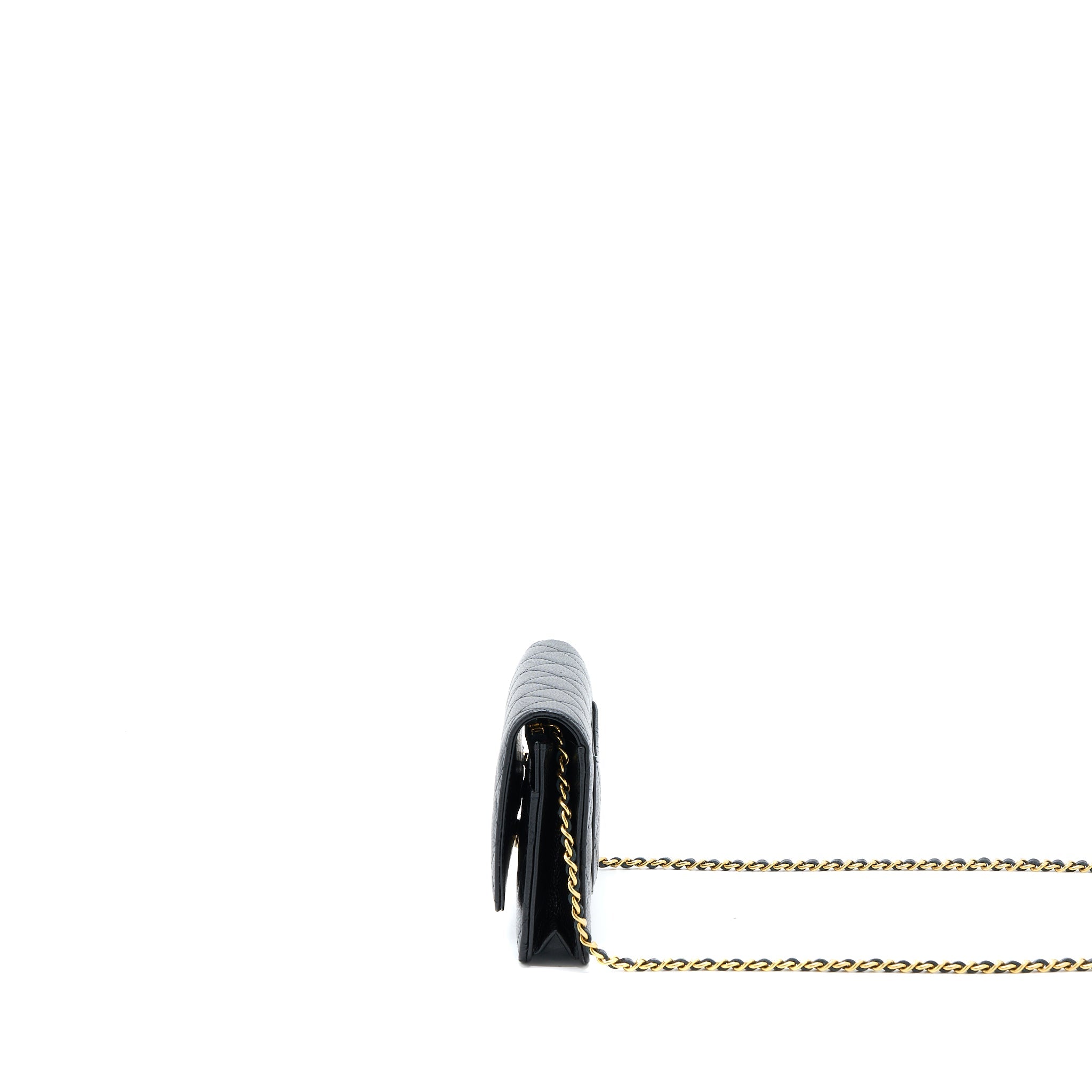 CHANEL CLASSIC WALLET ON CHAIN CAVIAR BLACK GHW (MICROCHIP)