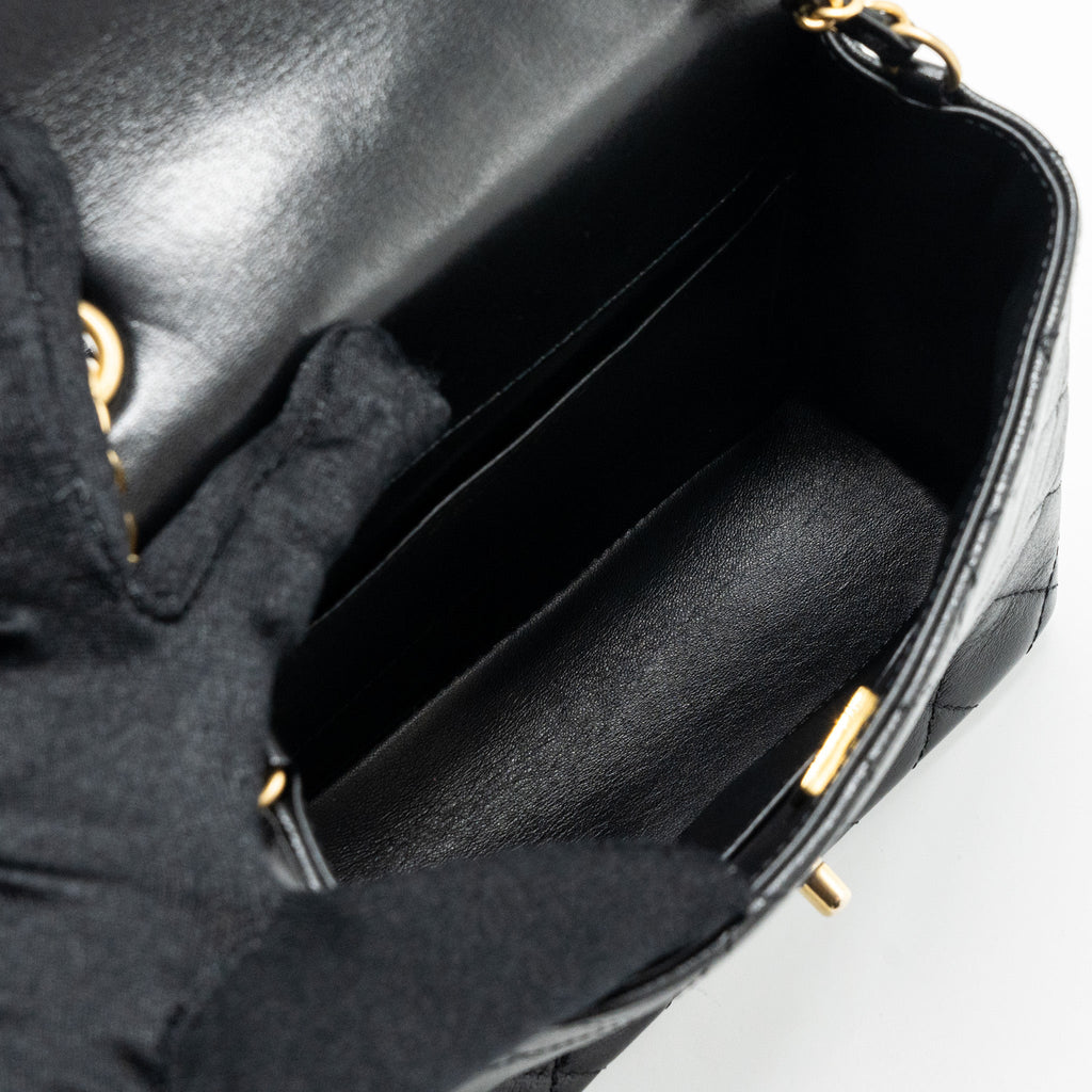 CHANEL 22K RETRO NEW SQUARE LARGE FLAP BAG GOATSKIN BLACK GHW (MICROCHIP)