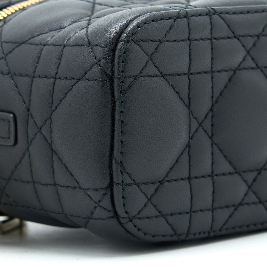 DIOR MICRO LADY DIOR VANITY CASE LAMBSKIN BLACK LGHW