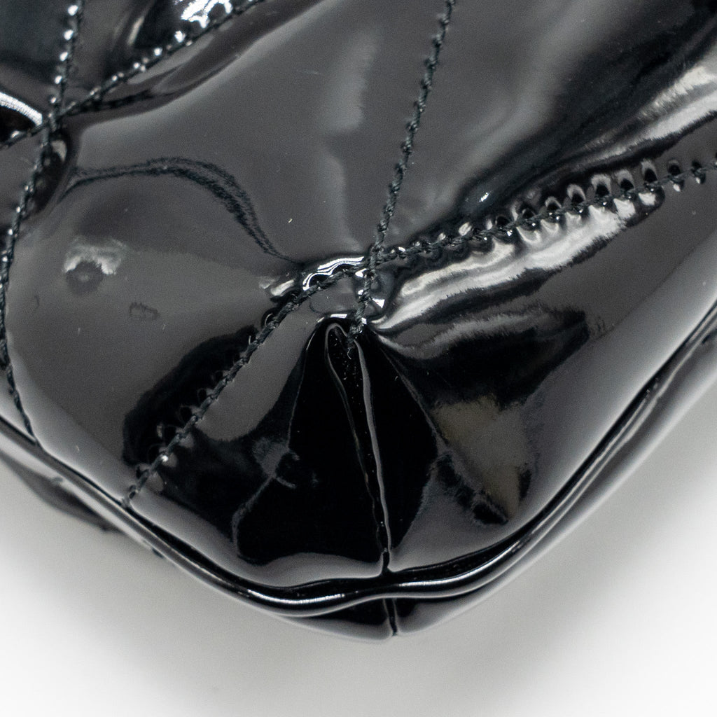 SAINT LAURENT/YSL LE 5 A 7 QUILTED SHOULDER BAG PATENT BLACK GHW