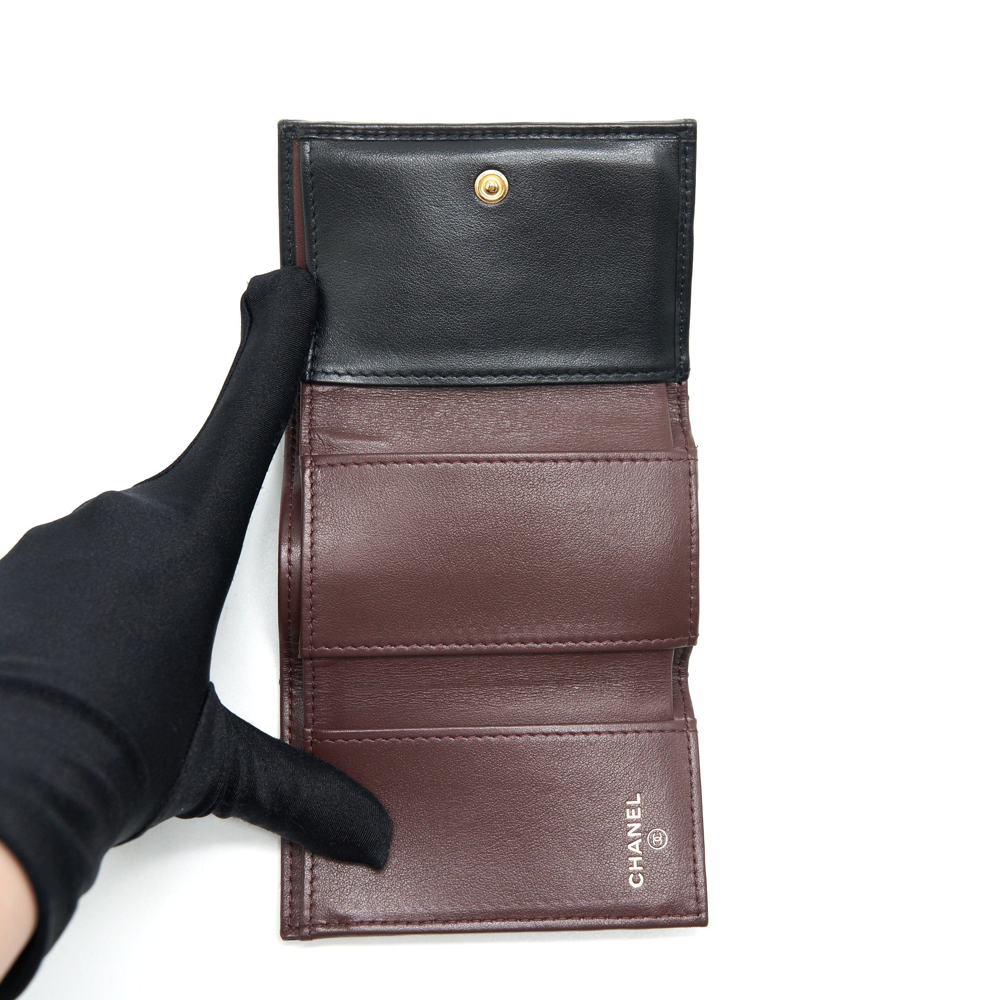 CHANEL 2.55 SMALL COMPACT WALLET BLACK GHW