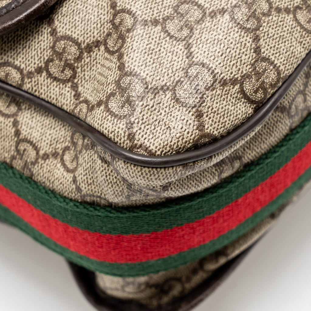 GUCCI LARGE FLAP MESSENGER BAG GG SUPREME CANVAS SHW