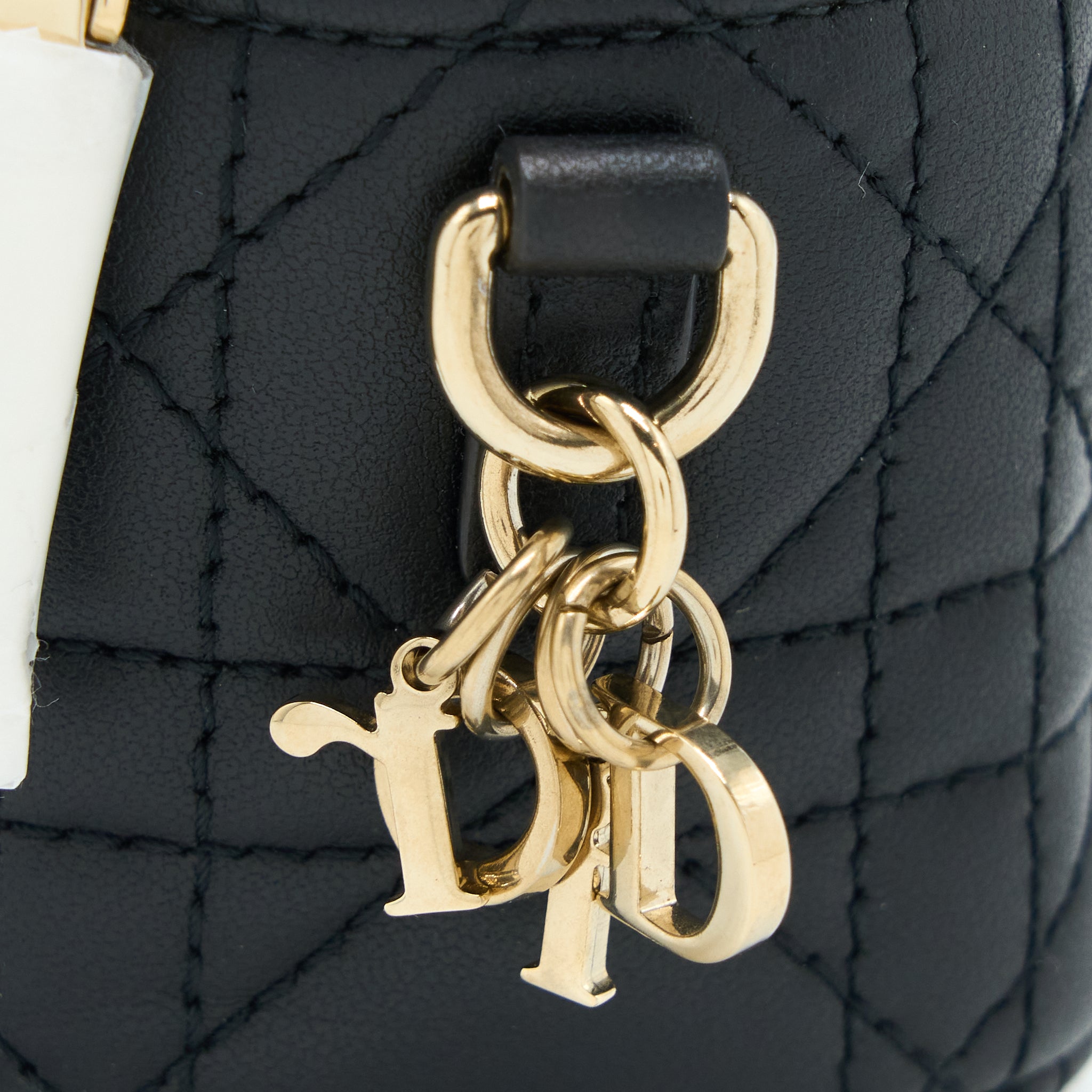 DIOR MICRO LADY DIOR VANITY CASE LAMBSKIN BLACK LGHW