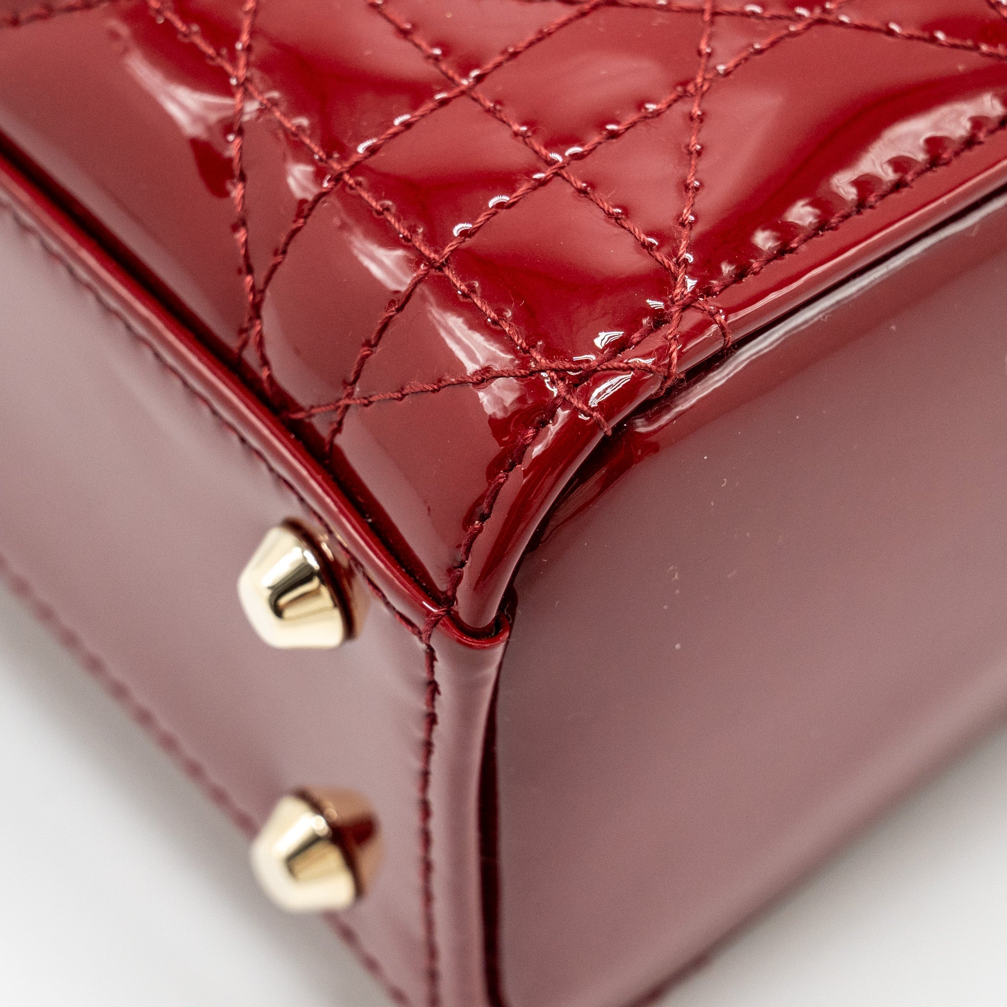 DIOR MINI LADY DIOR PATENT RED LGHW