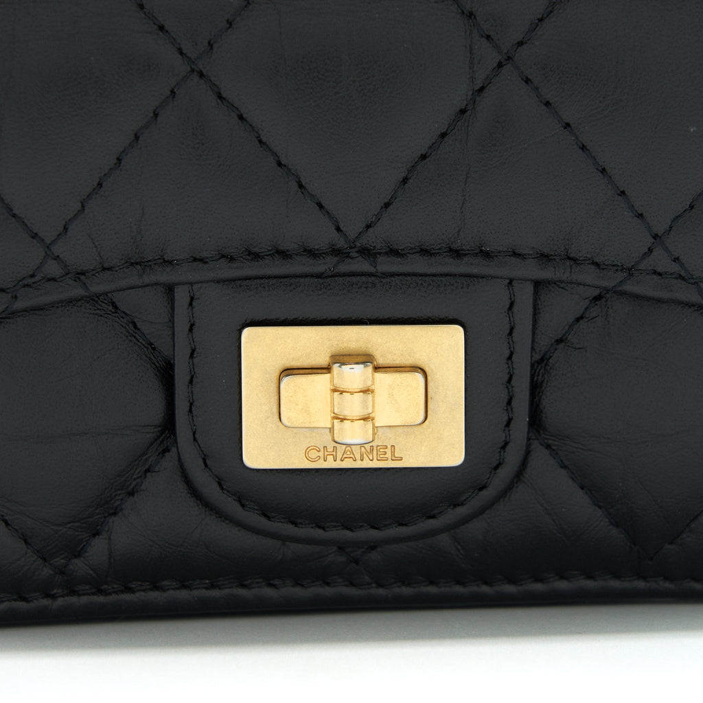 CHANEL 2.55 SMALL COMPACT WALLET BLACK GHW