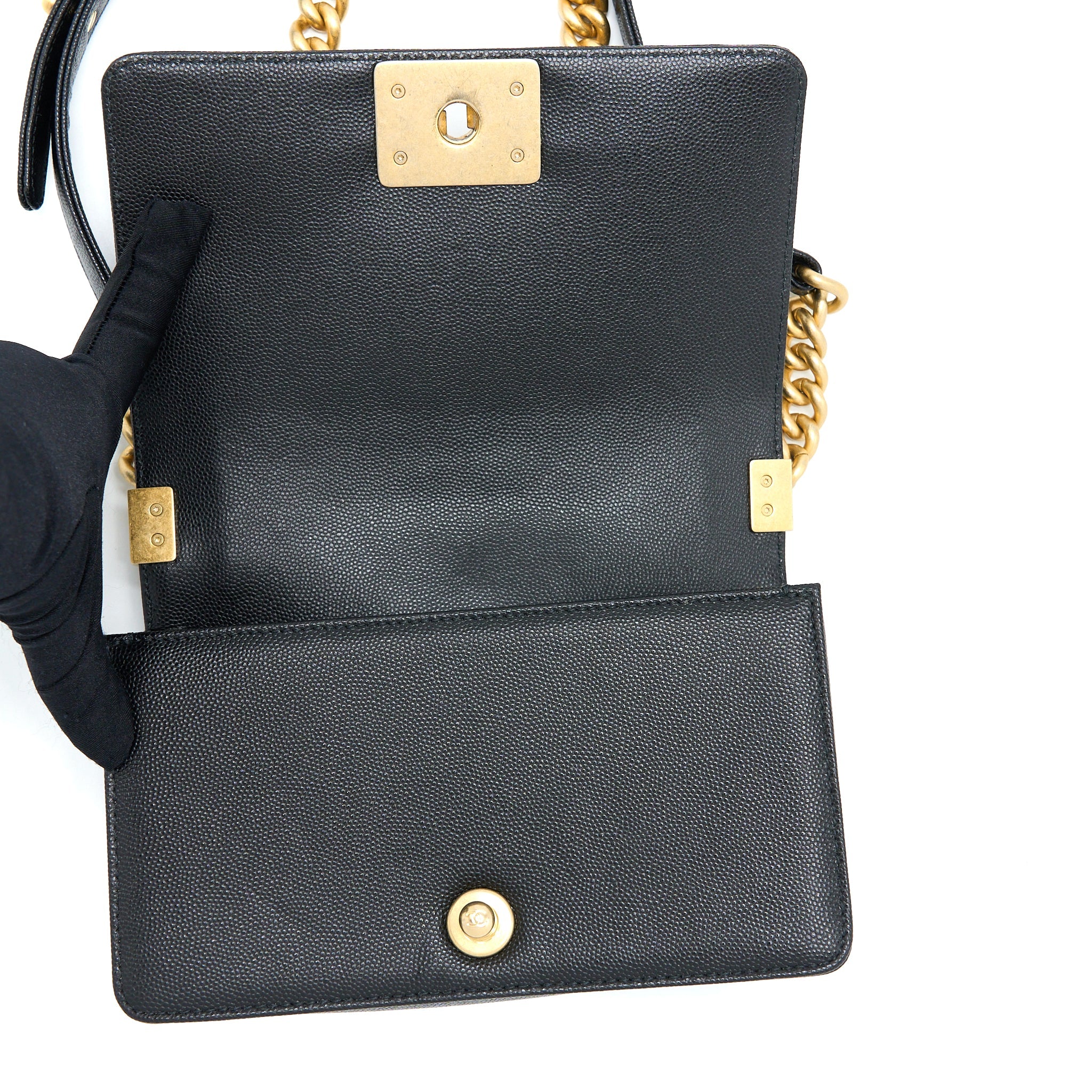 CHANEL SMALL BOY BAG CAVIAR BLACK GHW