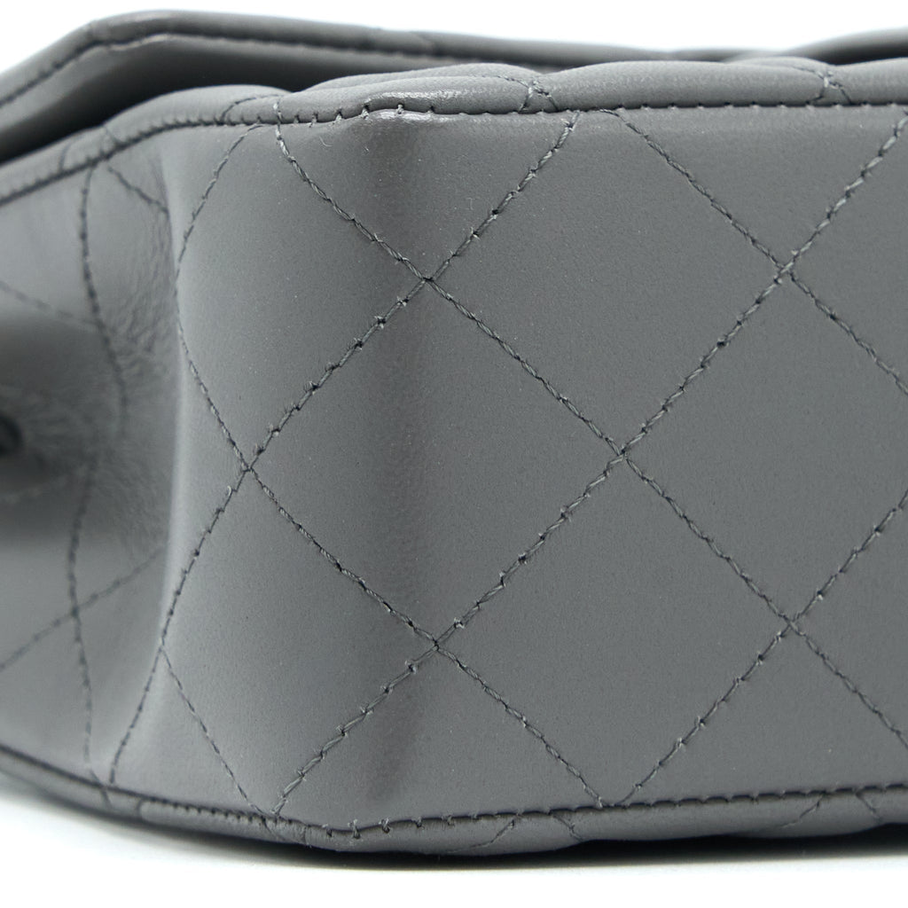 CHANEL 22A MINI RECTANGULAR FLAP BAG LAMBSKIN GREY LGHW (MICROCHIP)