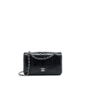 CHANEL MEDIUM CLASSIC DOUBLE FLAP BAG PYTHON BLACK SHW