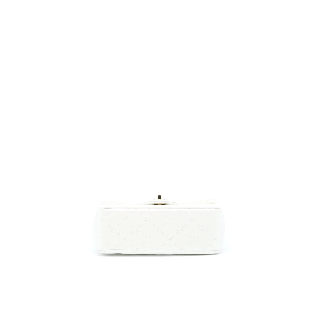 CHANEL CLASSIC MINI RECTANGULAR FLAP BAG CALFSKIN IRIDESCENT WHITE LGHW